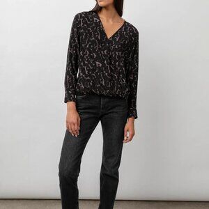 Rails Hillary Diffused Cheetah Faux Wrap Top S
